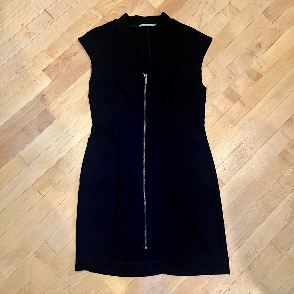 FRNCH Fitted Black Zipper Dress Size Medium